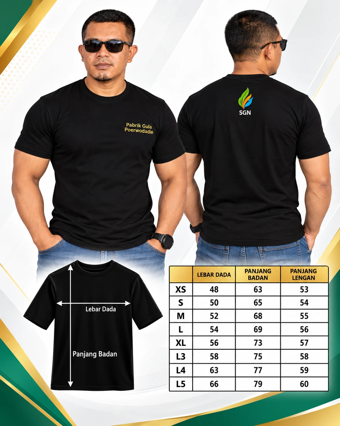 Panduan ukuran kaos PG Poerwodadie